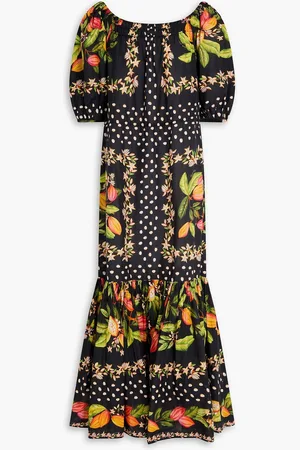 Farm Rio Floral-print cotton-voile midi dress - - XS
