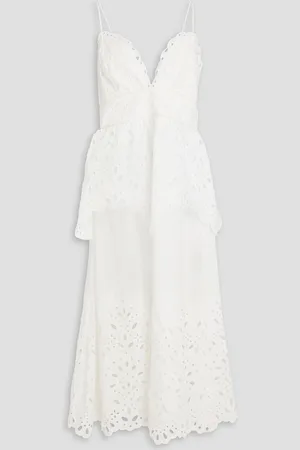 Farm Rio Tiered broderie anglaise cotton midi dress - - XL