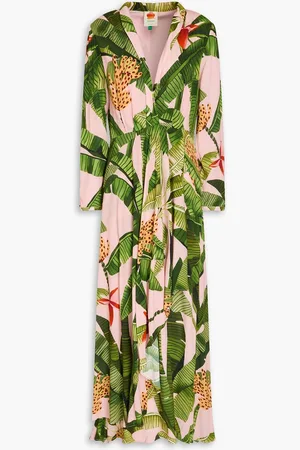 Farm Rio Draped floral-print crepe maxi dress - Pink - XXS