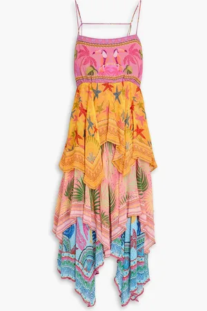 Farm Rio Tiered printed georgette midi dress - - L