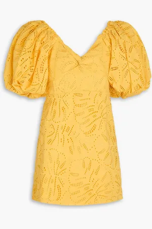 Farm Rio Twisted broderie anglaise cotton mini dress - - XS