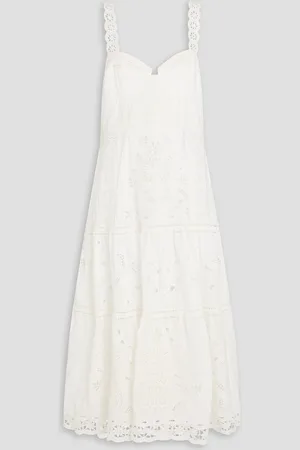 Farm Rio Broderie anglaise cotton midi dress - White - XL