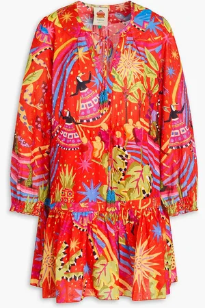 Farm Rio Printed Swiss-dot cotton mini dress - - XS