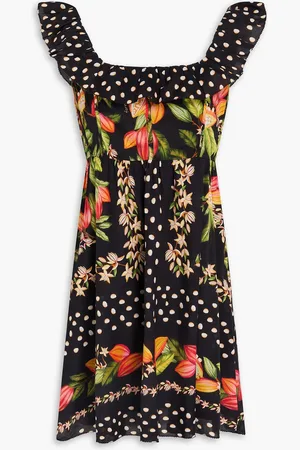 Farm Rio Ruffled printed cotton-mousseline mini dress - - M