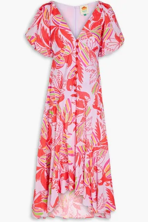 Farm Rio Printed Swiss-dot cotton midi dress - Purple - M