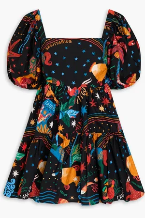 Farm Rio Printed cotton-poplin mini dress - - L