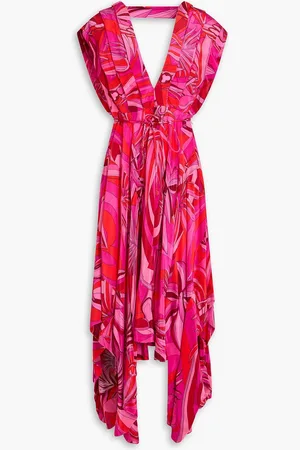 Farm Rio Cutout printed satin midi dress - Pink - L