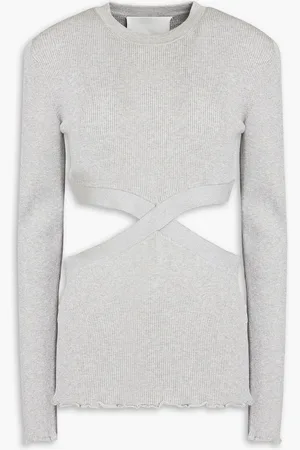 3.1 Phillip Lim Cutout metallic ribbed-knit sweater - Gray - XS