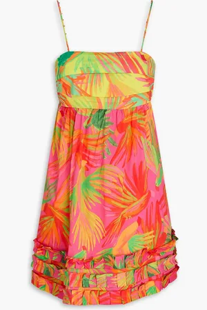 Farm Rio Ruffled printed cotton-mousseline mini dress - - XS