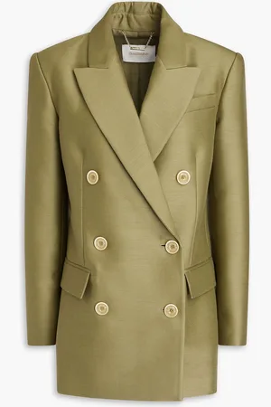 ZIMMERMANN Double-breasted wool and silk-blend blazer - Green - 1
