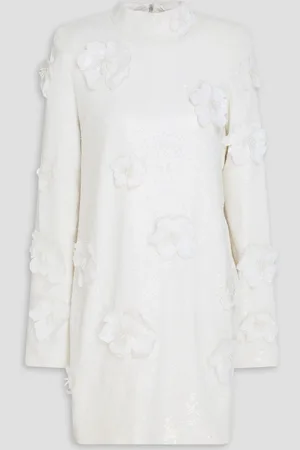 ROTATE Floral-appliquéd tulle mini dress - White - DE 32