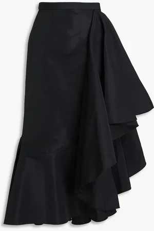 Alexander McQueen Asymmetric ruffled faille midi skirt - - IT 44