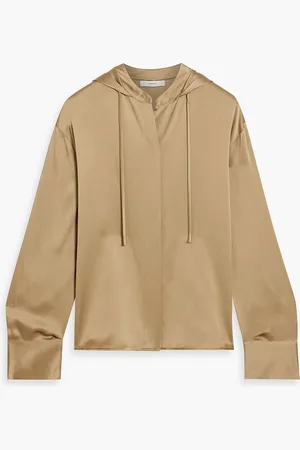Vince Silk-satin hooded top - Neutral - L