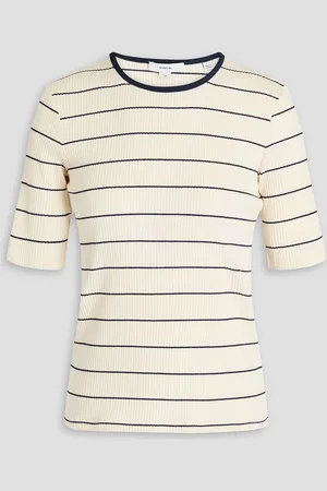 Vince Striped cotton-blend T-shirt - White - L