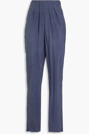 Emporio Armani Pintucked washed twill tapered pants - Blue - IT 46
