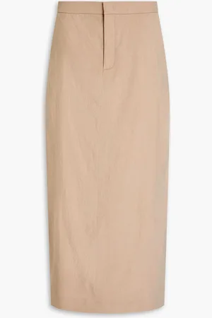 Vince Linen-blend midi skirt - Neutral - US 12