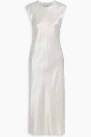 Vince Crinkled-satin midi dress - Gray - S