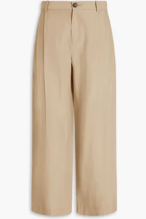 Vince Pleated slub woven wide-leg pants - Neutral - US 0