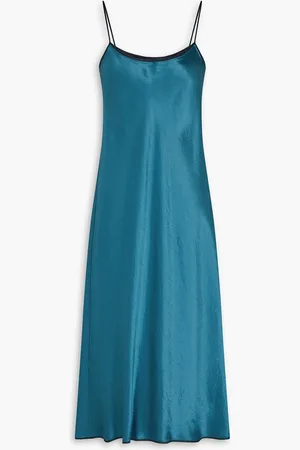 Vince Crinkled-satin midi slip dress - Blue - M