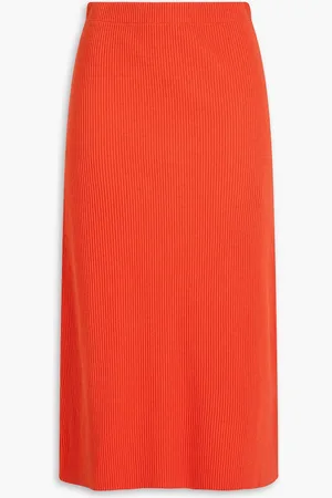Vince Ribbed-knit midi skirt - Red - L