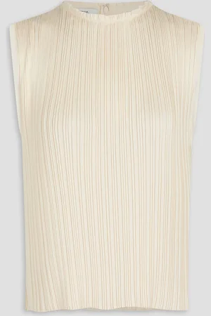 Vince Plissé-satin top - White - L