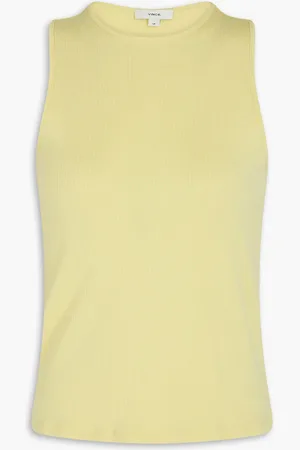 Vince Ribbed Pima cotton-jersey tank - Yellow - L
