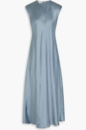 Vince Crinkled satin midi dress - Blue - S