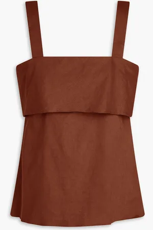 THEORY Linen-blend top - - L