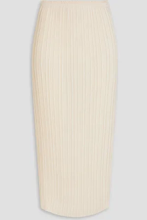 Vince Plissé-satin midi pencil skirt - White - L