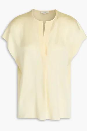 Vince Silk-satin top - Yellow - M
