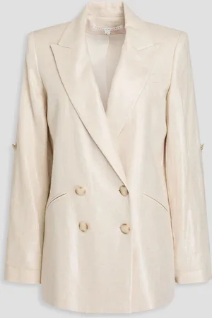 VERONICA BEARD Parineti Dickey double-breasted metallic linen-blend blazer - White - US 2
