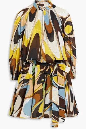 Puccini Belted printed cotton-voile mini dress - - IT 42