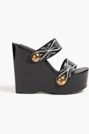 Puccini Embroidered leather wedge sandals - - EU 40