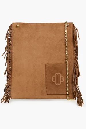 Maje Fringed suede shoulder bag - Brown - OneSize