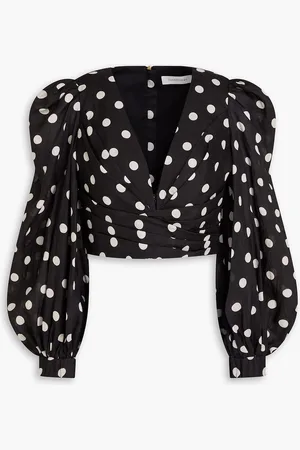 ZIMMERMANN Cropped polka-dot ramie top - - 1