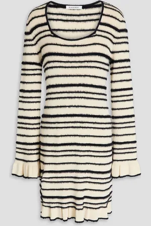 By Malene Birger Mailey striped intarsia cotton-blend mini dress - White - XXS