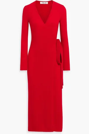 Diane von Furstenberg Astrid wool and cashmere-blend midi wrap dress - - XS