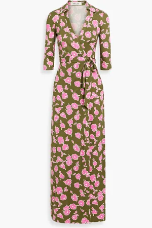 Diane von Furstenberg Abigail floral-print silk maxi wrap dress - Green - XL