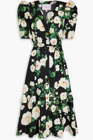 Carolina Herrera Ruffled floral-print cotton-blend poplin midi dress - - US 2