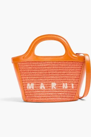 Marni Tropicalia micro leather-trimmed embroidered faux raffia tote - - OneSize