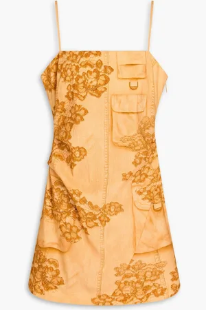 Acne Studios Printed linen-blend mini dress - Yellow - DE 38