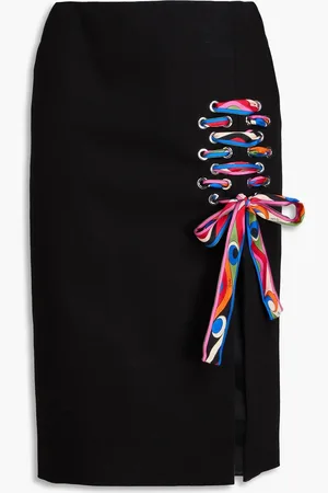 Puccini Lace-up cotton-bloend gabardine skirt - - IT 40