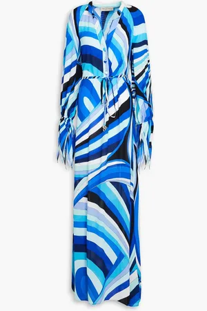 Puccini Belted printed crepon maxi dress - - IT 38