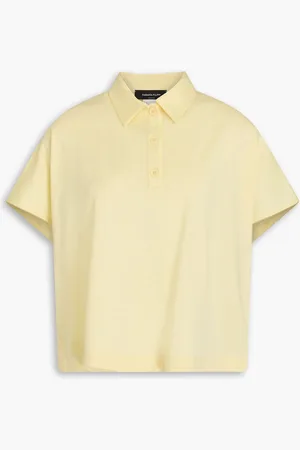 Fabiana Filippi Satin-paneled cotton-jersey polo shirt - Yellow - IT 48