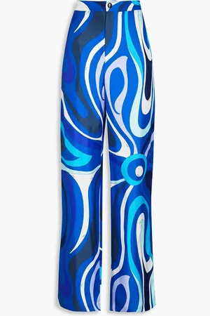 Puccini Printed silk-twill wide-leg pants - Blue - XS