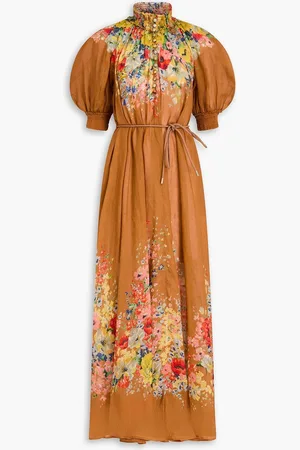 ZIMMERMANN Floral-print ramie maxi dress - Brown - 00