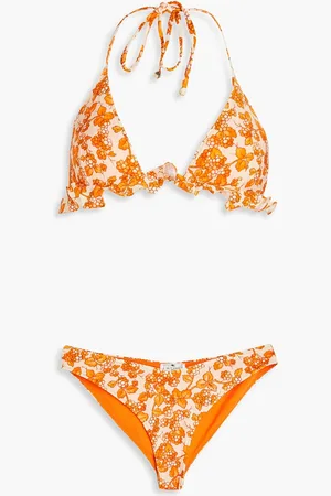 Etro Ruffled floral-print triangle bikini - Orange - M