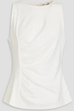 Diane von Furstenberg Poseidon ruched jersey top - White - XL