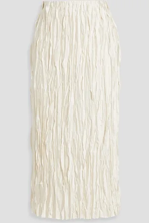 Vince Ruffled satin midi skirt - White - US 10