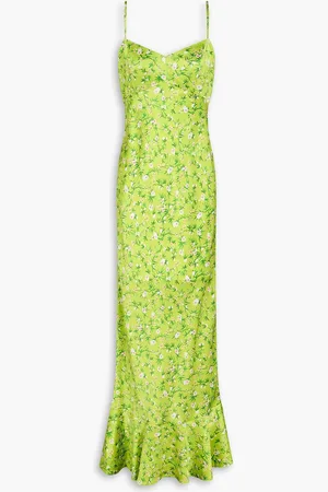 SALONI Mimi floral-print silk-satin maxi dress - Green - UK 10